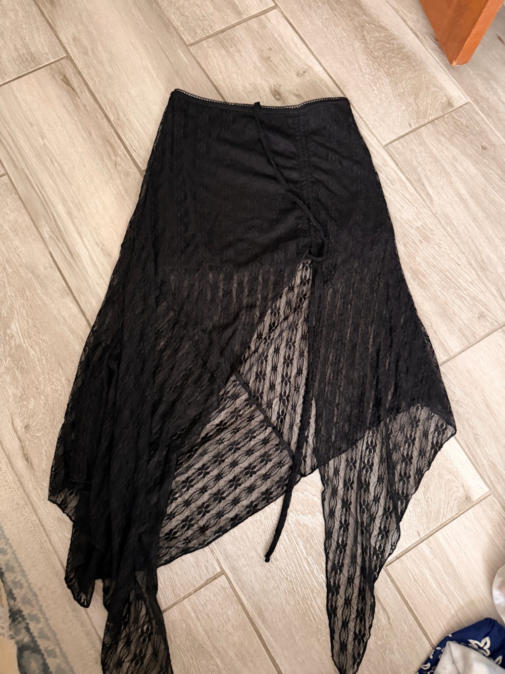 Asymmetrical Black Lace Skirt - Women